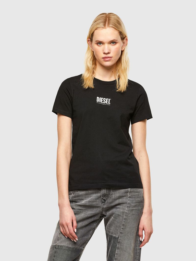 Camisetas Diesel T-Sily-Smallogo Mulher - Pretas ZTJQV-4375